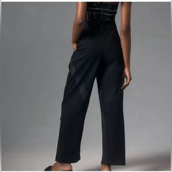 NWT Anthropologie Tiny Dojo Black High Waisted Minimalist Button Front Pants 14 - Picture 3 of 16